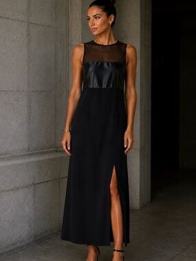 Jones New York Evening Vintage 90s Black Tie Gown Sleeveless Mesh